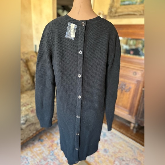 Madewell Button Back Cozy Sweater Knit Dress Black Size Medium NWT - Picture 7 of 9